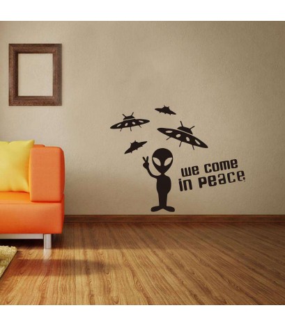 Alien Airship Removable Wall Stickers Waterproof Kids Bedroom Decor Decals