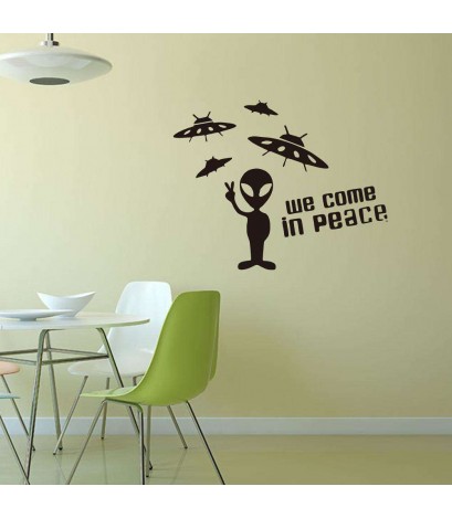 Alien Airship Removable Wall Stickers Waterproof Kids Bedroom Decor Decals