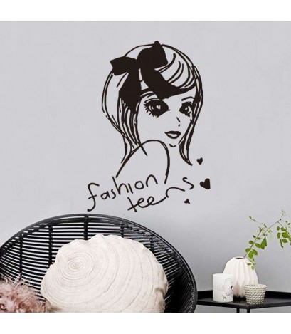 Removable Beauty Girl Wall Stickers Waterproof Living Bedroom Decor Decals