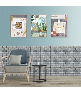 Retro 3D Brick Stone Wall Decals Rustic Self-Adhesive Stickers Home Decor