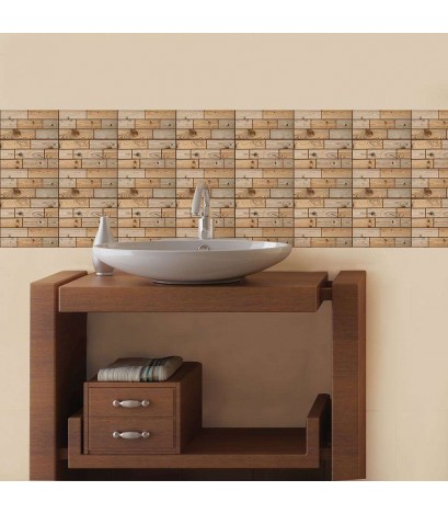 Rustic 3D Wood Brick Stone Wall Decals Self-Adhesive Sticker Bedroom Decor