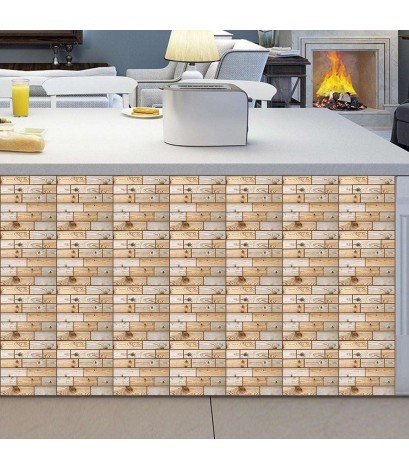 Rustic 3D Wood Brick Stone Wall Decals Self-Adhesive Sticker Bedroom Decor