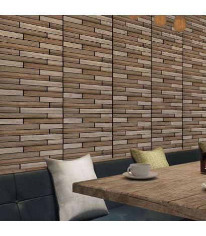 Retro 3D Wood Brick Self-Adhesive Wall Decals Rustic Stickers Home Decor