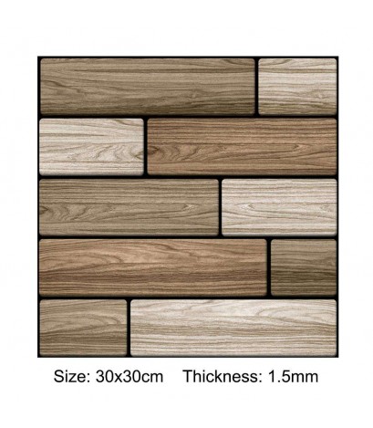 Retro 3D Wood Brick Self-Adhesive Wall Decals Rustic Stickers Home Decor