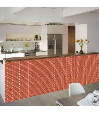 3D Red Brick Stone Wall Decals Retro Self-Adhesive Wall Stickers Home Decor