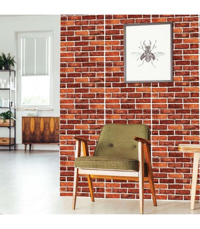 3D Rustic Red Brick Stone Wall Decals Self-Adhesive Home Room Sticker Decor