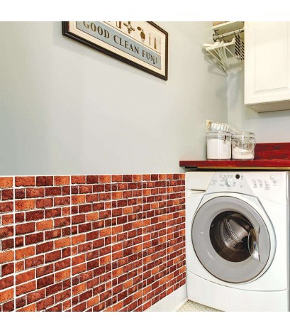 3D Rustic Red Brick Stone Wall Decals Self-Adhesive Home Room Sticker Decor