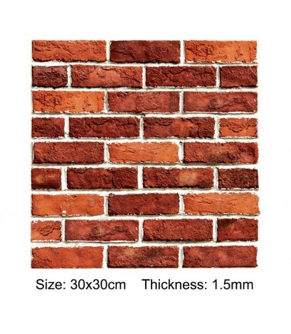 3D Rustic Red Brick Stone Wall Decals Self-Adhesive Home Room Sticker Decor