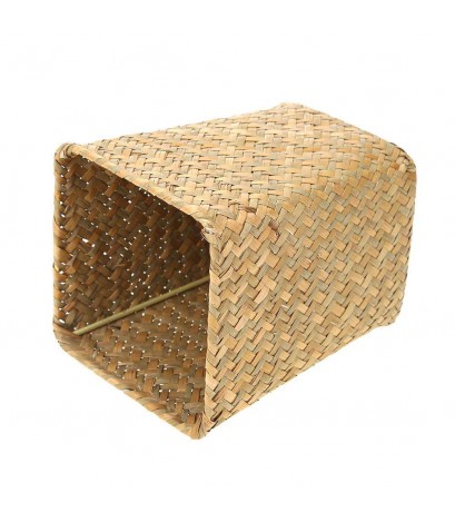 Retro Square Handmade Straw Laundry Storage Basket Garden Flowers Plant Pot