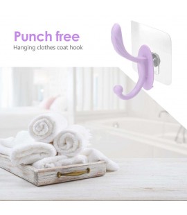 Wall-mounted Coat Bag Clothes Caps Hook Hangers Wall Hanging Hook (Purple)