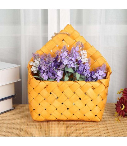 Natural Fir Handmade Wall Hanging Woven Basket Flower Fruits Storage Case