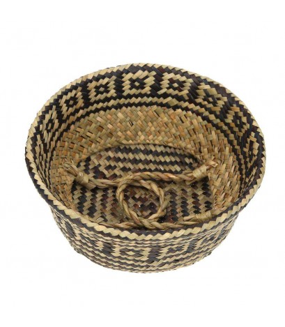 Folding Grass Woven Hang Storage Basket Garden Plants Flower Wicker Pot)