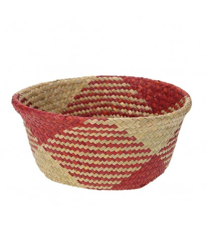 Grass Woven Hang Storage Bellied Basket Garden Flower Handle Pot(S