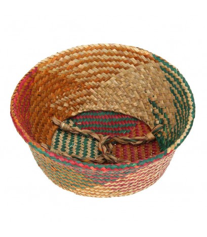 Grass Woven Hang Storage Bellied Basket Garden Plant Flower Pot