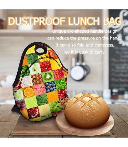 Dustproof Lunch Bag HD 3D Digital Print Tote Bags for Work School