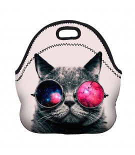 Waterproof Cute Cat Printed Lunch Bag Thermal Insulated Lunch Box Tote