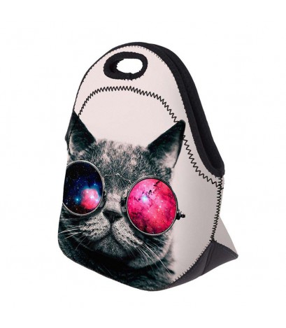 Waterproof Cute Cat Printed Lunch Bag Thermal Insulated Lunch Box Tote