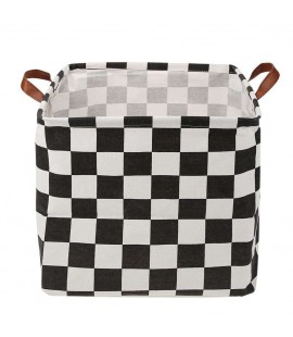 Canvas Plaid Square Storage Basket Clothes Toys Laundry Container