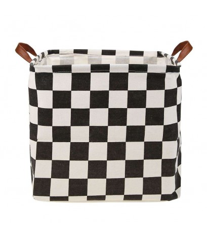 Canvas Plaid Square Storage Basket Clothes Toys Laundry Container