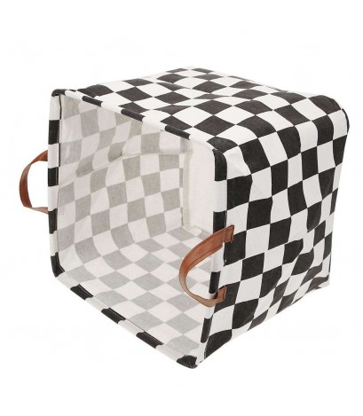 Canvas Plaid Square Storage Basket Clothes Toys Laundry Container