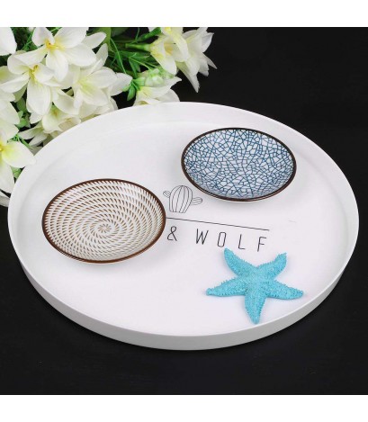 Nordic Plastic Round Tray Food Fruit Dessert Plate Snack Storage Trays