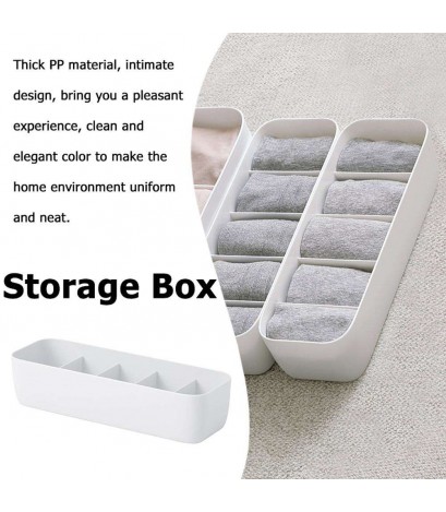 Plastic 3/5 Grids Underwear Bra Socks Storage Box Drawer Closet Organizer