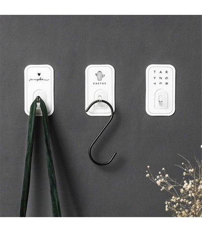 2pcs Strong Sticky Adhesive Hook Plastic Clothes Hook Wall Hanger Organizer