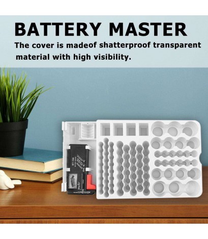 Battery Organizer Storage Box w/Battery Tester for Checker Battery Capacity