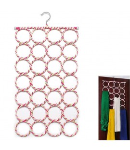 28 Hole Ring Rope Scarf Wraps Shawl Storage Holder Hook Hanger Decor Room