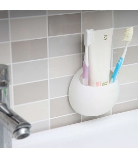 Toothbrush Holder Suction Cup Organizer Bathroom Kitchen Storage Tool White