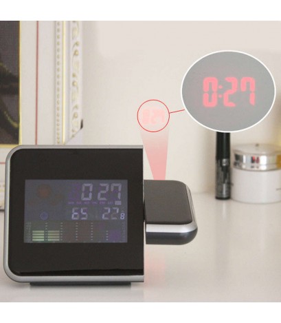 LCD Digital LED Projector Projection Alarm Clock Weather Station Calendar