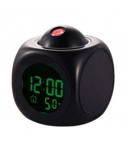 Multifunction Vibe LCD Talking Projection Alarm Clock Time & Temp Display