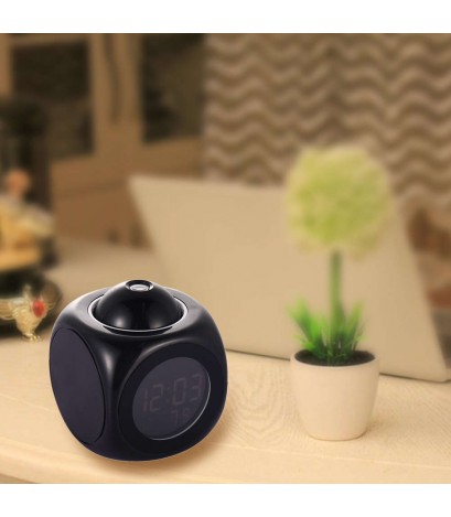 Multifunction Vibe LCD Talking Projection Alarm Clock Time & Temp Display