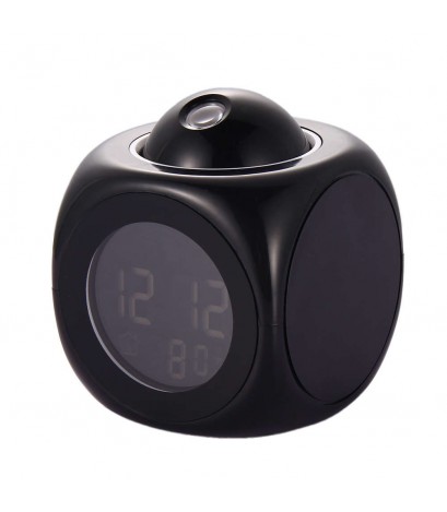 Multifunction Vibe LCD Talking Projection Alarm Clock Time & Temp Display