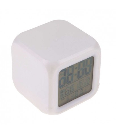 LED 7 Color  Glowing Change Digital Glowing Alarm Thermometer Clock Cube