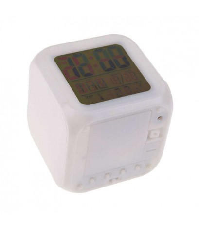 LED 7 Color  Glowing Change Digital Glowing Alarm Thermometer Clock Cube