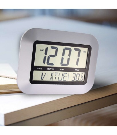 LCD Digital Wall Clock Thermometer Electronic Temperature Meter Calender