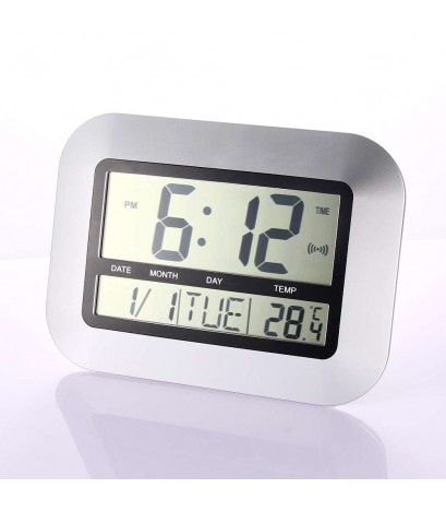 LCD Digital Wall Clock Thermometer Electronic Temperature Meter Calender