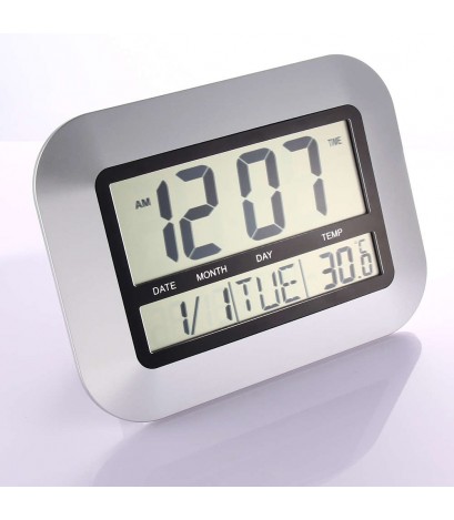 LCD Digital Wall Clock Thermometer Electronic Temperature Meter Calender