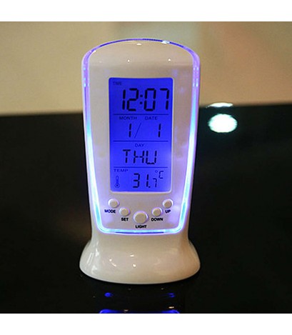 Calendar Thermometer Backlight LED Screen Digital Alarm Clock Desktop Clock