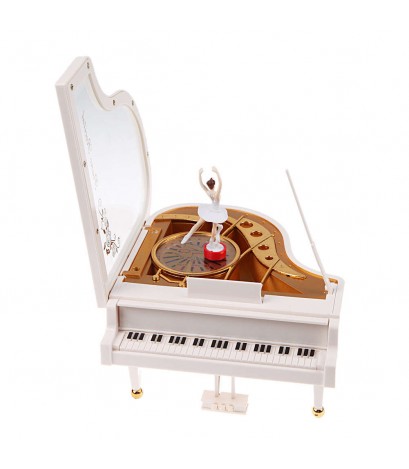 Clockwork Type Rotary Classical Ballerina Girl On The Piano Music Box