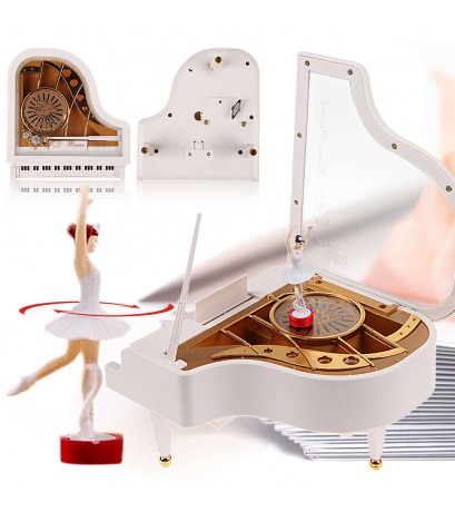 Clockwork Type Rotary Classical Ballerina Girl On The Piano Music Box