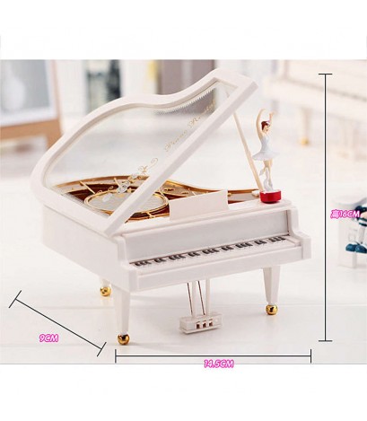 Clockwork Type Rotary Classical Ballerina Girl On The Piano Music Box