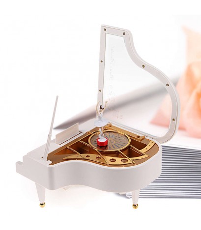 Clockwork Type Rotary Classical Ballerina Girl On The Piano Music Box