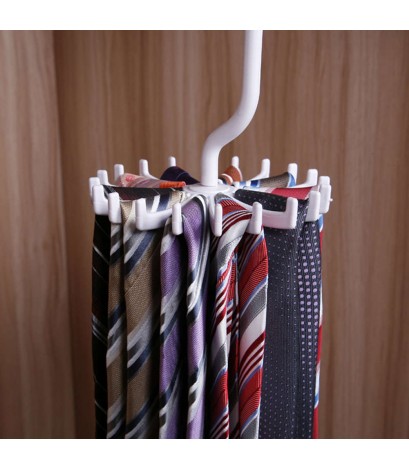 Rotating Tie Rack Tie Hanger Holds 20 Hook Neck Ties Scarf Organizer