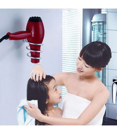 Spiral Blow Hair Dryer Stand Flat Holder Wall Mounted Hang Holder Organizer